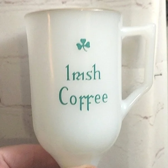4 Vintage Irish Coffee Footed Milk Glass Mugs - Picture 3 of 7